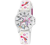 Calypso Kinderuhr Edelstahl weiß analog PU Band M2035 Quarzuhr K5776/4