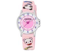 Calypso Kinderuhr ? Quarzuhr Edelstahl analog rosa PU Band ? K5775/4