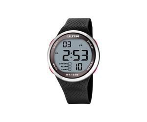 Calypso Uhr Digital Herren aus Kautschuk Schwarz Sport-Herrenuhr | Wasserdicht 10 ATM Datum/Kalender, Chronograph, Zwei Zeitzonen, Beleuchtung, Alarm, 12 und 24 Stunden K5785/4 Color Splash