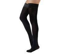 CALZITALY Blickdichte Halterlose Strümpfe mit Samt Bund | Schwarz, Rot, Grün | S - 4XL | 60 DEN | Made in Italy (XL, Schwarz)