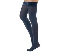 CALZITALY Blickdichte Halterlose Strümpfe mit Samt Bund | Schwarz, Rot, Grün | S - 4XL | 60 DEN | Made in Italy (XL, Blue Jeans)