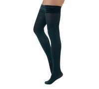 CALZITALY Blickdichte Halterlose Strümpfe mit Samt Bund | Schwarz, Rot, Grün | S - 4XL | 60 DEN | Made in Italy (XL, Mystic Green)