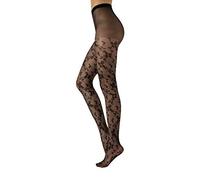CALZITALY Fein Strumpfhose mit Blumenmuster | Fashion Gemusterte Strumpfhosen | Schwarz , S-M