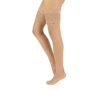 CALZITALY Feine Halterlose Strümpfe Hochzeit mit Spitzenbund | Weiß, Elfenbein, Hautfarbe | S, M/L | 15 DEN | Made in Italy (XL, Beige)