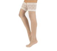 CALZITALY Feine Halterlose Strümpfe Hochzeit mit Spitzenbund | Weiß, Elfenbein, Hautfarbe | S, M/L | 15 DEN | Made in Italy (XL, Elfenbein)