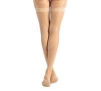 CALZITALY Feine Strapsstrümpfe mit hinterer Naht, Unsichtbare Strumpfhose Damen | S, M, L, XL, 2XL, 3XL, 4XL | Schwarz, Hautfarbe, Weiß, Elfenbein | 15 DEN | Made in Italy (XXL, Beige)