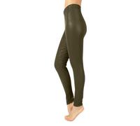 CALZITALY Lederleggings, Öko-Leder-Leggings, Fleece-Leggings, Winterhosen, Thermo-Leggings| Made in Italy (M, Grün)