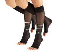 CALZITALY Medizinische Kompressionsstrümpfe Damen 70 DEN ohne Spitze, Thrombosestrümpfe Herren 10-14 mm/Hg (2 Paar - Schwarz, S/M)