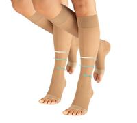 CALZITALY Medizinische Kompressionsstrümpfe Damen 70 DEN ohne Spitze, Thrombosestrümpfe Herren 10-14 mm/Hg (2 Paar - Hautfarbe, L/XL)