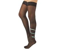 CALZITALY Schenkelstrümpfe mit Abgestufter Kompression | Stützstrümpfe Mittlerer Kompression 10-14 mm/Hg | Schwarz, Hautfarbe | S, M, L, XL | 70 DEN | Made in Italy (L, Schwarz)