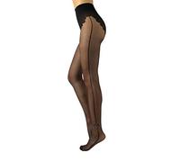 CALZITALY Strumpfhose mit Herz, Feine Strumpfhosen, Strumpfhose mit Naht| Schwarz | S/M, L/XL | 20 DEN | Made in Italy (L-XL, Schwarz)