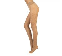 CALZITALY Trasparente Strumpfhose, Nahtlose Strumpfhose, gepunktet Strumpfhosen Damen, S, M, L, XL, XXL, Schwarz, Blau, Hautfarbe, Sun, Tan, 15 DEN, Made in Italy (S, Beige Punkten)