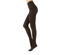 CALZITALY Warme Blickdichte Strumpfhosen aus Baumwolle | Schwarz, Violett | S/M, L/XL | 100 DEN | Made in Italy (S-M, Braun)