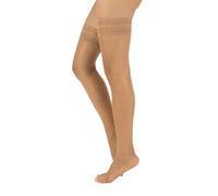 CALZITALY Zehenfreie Halterlose Strümpfe | Open Toe Halterlose Peep Toe | Sommer Feine Halterlose | 10 DEN | S-M, L-XL | Schwarz, Hautfarbe | Made in Italy (S-M, Geometrisch-Hautfarben)
