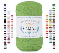 CAMAL 400g T-Shirt Garn, Weiches Textilgarn zum Häkeln, 150m Dicke Tshirt Garn zum Häkeln Taschen, Textilgarn für Körbe, Teppiche DIY Projekte, Heimdekoration (Obst Grün)