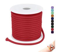 CAMAL Gewachste Nylonschnur 3mm Gewachstes Garn für Armbänder, 5m Gewachste Lederschnur 3mm Perlenschnur Schmuckband für DIY Handwerk, Makramee Halskette, Schmuck (Rot)