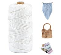 CAMAL Glitzern Makramee Garn 3mm x 100m Metallisch Garn für Taschen Häkeln & Stricken, Polyester Rope Luxus Häkelgarn für Taschen, Puppen, Decken, DIY-Dekoration (Buntes Weiß)