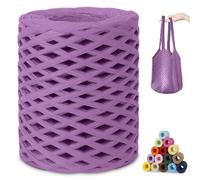 CAMAL Raffia Garn zum Häkeln, Papierdraht Bastband zum Basteln 3mm x 200m Raffia Bast Bunt Papiergarn zum Häkeln Von Taschen, Strandmütze, DIY Handarbeiten (Lila)