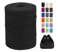 CAMAL Raffia Garn zum Häkeln Von Taschen, 2mm x 300m Geflochten Raffia Papierdraht Weich Raffia Bastgarn Bast zum Stricken Tasche, Strandmütze, DIY Handarbeiten (Schwarz)