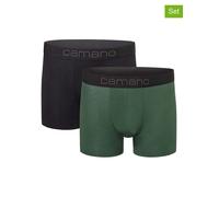 Camano Herren Boxershorts Unterhosen Herren elastischer Gummibund ohne Einschneiden Baumwolle Stretch hautfreundlich Atmungsaktiv 2er Pack XL Sycamore Green