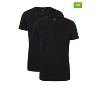Camano Herren T-Shirt, 2er Pack - Comfort BCI Cotton, Rundhals-Ausschnitt, Baumwolle Schwarz M