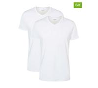 Camano Herren T-Shirt, 2er Pack - Comfort BCI Cotton, V-Ausschnitt, Baumwolle Weiß XL