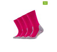 Camano Kinder Sportsocken Kinder verstärkte Sohle weich Baumwolle Anti Feuchtigkeit PRO TEX pro tex 4er Pack 23/26 fuchsia