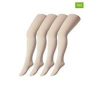 camano 4er-Set: Strumpfhose in Creme - 40 DEN - Größe 98-116 | Kinder Socken Strumpfhosen