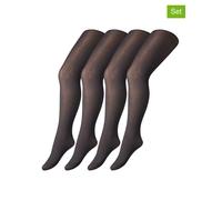camano 4er-Set: Strumpfhose in Schwarz - 40 DEN - Größe 98-116 | Kinder Socken Strumpfhosen