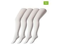 camano 4er-Set: Strumpfhose in Weiß - 40 DEN - Größe 98-116 | Kinder Socken Strumpfhosen