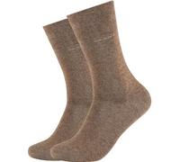 Camano Unisex 2er Pack einfarbige Socken mit verstärkten Zehen und Fersen Damen & Herren Strümpfe, Braun (Caramel Mel. 0039), 43/46 (2erPack)