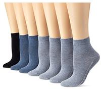 Camano Damen 9101 Füßlinge, Blau (Denim Mel. 0033), 35/38 (7er Pack)