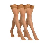 Feinstrumpfhose CAMANO "Halterlose Strümpfe 3er Pack", Damen, Gr. S, rosa (powder), 70% Polyamid, 30% Elasthan, Strumpfhosen Feinstrumpfhose (57391541-S) powder