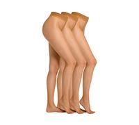 Camano Damen Strumpfhose 10 DEN seiden matter Look reißfest und langlebig mit Maschenstopp und Komfort Baumwollzwickel praktischer 3er Pack 3er Pack 44/46 sand