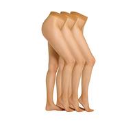 Camano Damen Strumpfhose 10 DEN seiden matter Look reißfest und langlebig mit Maschenstopp und Komfort Baumwollzwickel praktischer 3er Pack 3er Pack 42/44 make up