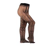 Camano Damen Strumpfhose 20 Den Leo oder Tiger Muster Bequemer Baumwollzwickel Matter Effekt Elegant Weiche Zehennaht leo 2er Pack L black-tiger