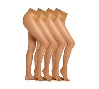 Camano Damen Strumpfhose 4er-Pack mit verstärkter Ferse nature, 40-42