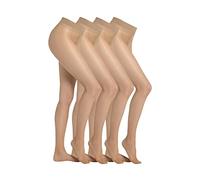 Camano Damen Strumpfhose 4er Vorteilspack 20 DEN Bequeme und Reißfeste Feinstrumpfhose mit Weicher Flachnaht Perfektem Sitz und Komfortbund 4er Pack 44/46 alabaster