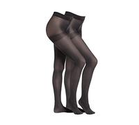 Camano Damen Strumpfhose 60 DEN Halb Blickdicht Ringelfrei Warm Premium Druckfrei Bequem Kombinierbar Verstärkter Fuss 2er Pack 48/50 anthracite