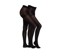 Camano Damen Strumpfhose 60 DEN Halb Blickdicht Ringelfrei Warm Premium Druckfrei Bequem Kombinierbar Verstärkter Fuss 2er Pack 48/50 black