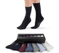 Camano Unisex Socken, 7er Pack - Comfort Socks in Box, Geschenkbox, einfarbig Blau/Grau/Rot 35-38