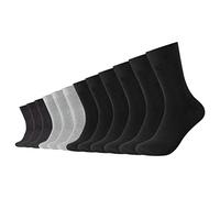 Camano Unisex Socken Comfort Cotton Crew 12er Pack 35-38 39-42 43-46 Schwarz Grau Blau, Größe:47-49, Farbe:Black Mix (9997)