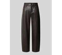 CAMBIO Straight Fit Kunstlederhose mit Gürtelschlaufen Modell 'ELIN' in Dunkelbraun, Größe 44