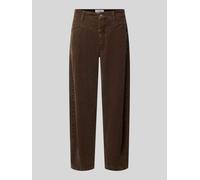 CAMBIO Tapered Fit Cordhose aus Baumwoll-Mix Modell 'ELIN' in Dunkelbraun, Größe 44