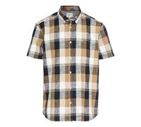 Kariertes Kurzarmhemd aus reiner Baumwolle Braun L