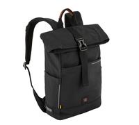 camel active Herren CITY Rucksack mit Reißverschluss und Überschlag Schwarz menswear-L