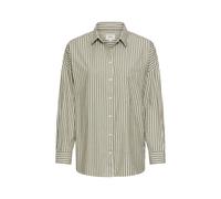 camel active - Baumwollbluse mit Knopfleiste dark olive stripes - Gr. - M