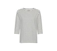 camel active Damen 3/4-Arm T-Shirt mit Streifen | 3/4-Arm Shirt mit Seitenschlitzen und Rundhalsausschnitt aus Organic Cotton im Regular Fit
