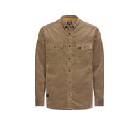 Langarmhemd CAMEL ACTIVE, Herren, Gr. XL, N-Gr, braun (sepia braun), Cord, Obermaterial: 98% Baumwolle, 2% Elasthan, unifarben, regular fit hüftbedeckend, Rundhals, 2-Knopf-Manschette, Hemden, Cordhem