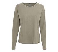 camel active Damen Basic Langarm T-Shirt mit Rundhalsausschnitt aus Reiner Baumwolle Khaki Womenswear-L